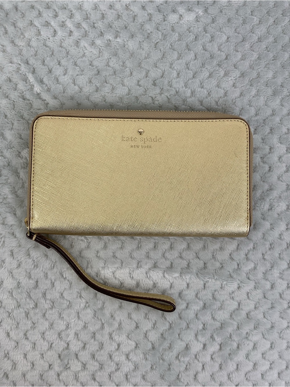 Kate Spade Storybook Metallic Gold Zip Around Wallet